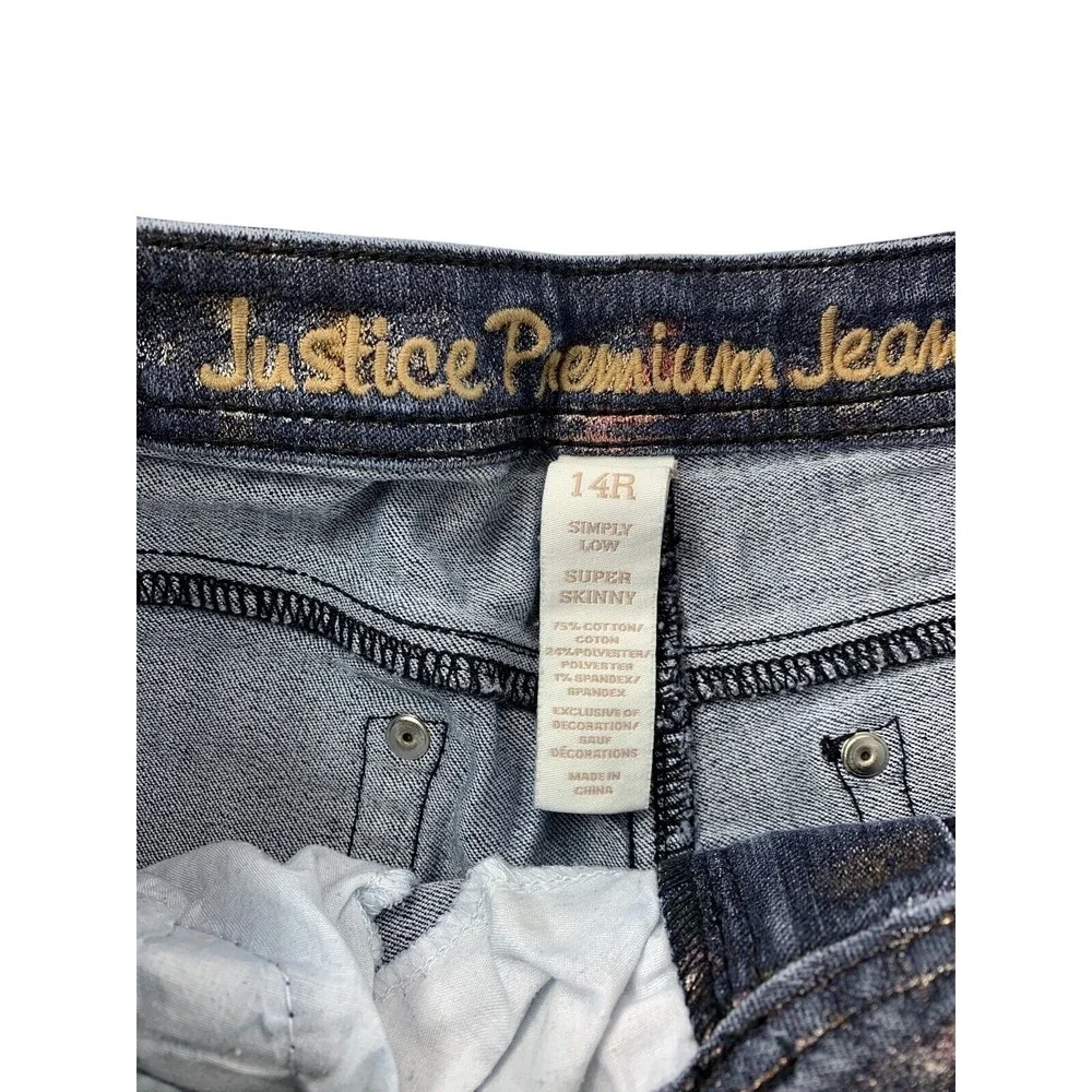 Justice Premium Girls Teens Size 14 Sparkling‎ Simply Low Super Skinny Jeans